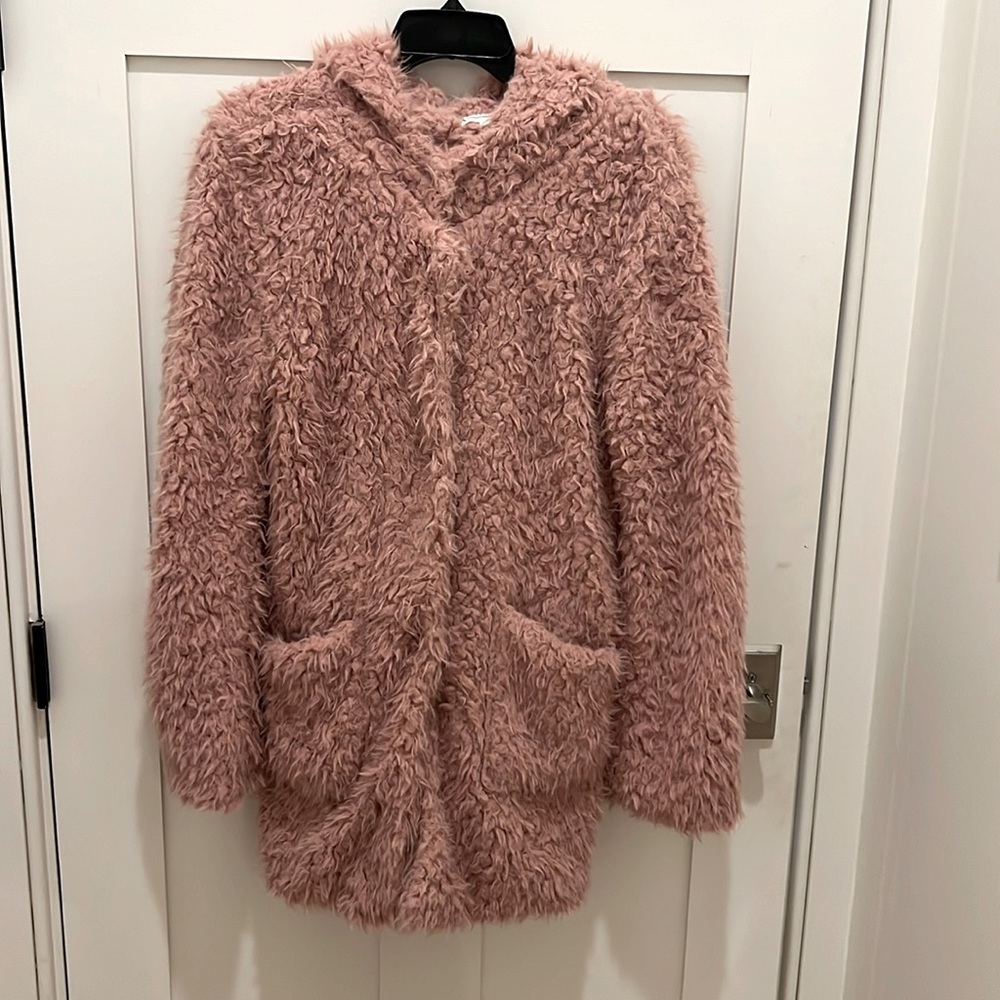 Mauve faux fur coat